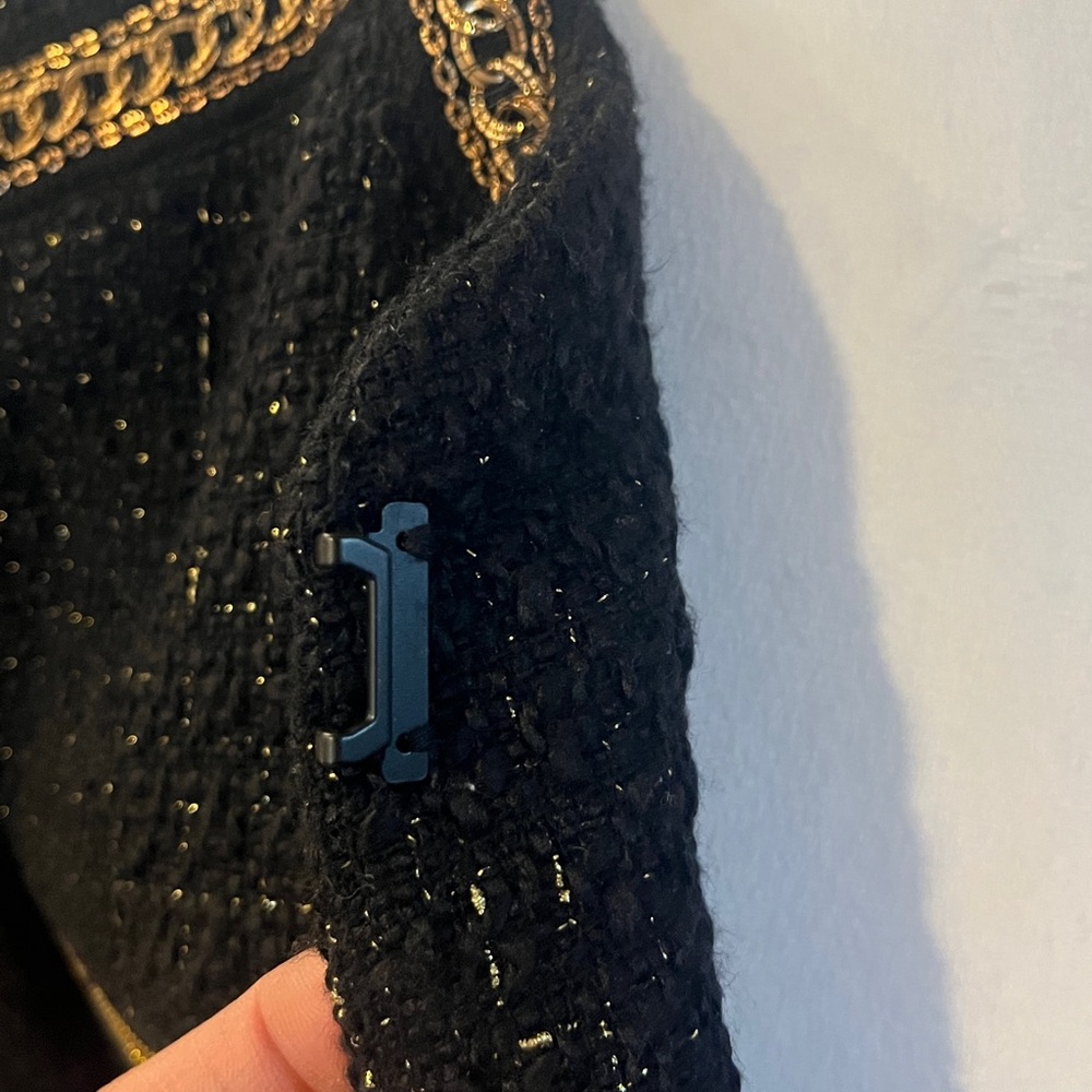 Juicy Couture Black Label Black/Gold & Metallic Tweed ‘Chanel’ Crop Jacket, L - Picture 9 of 13